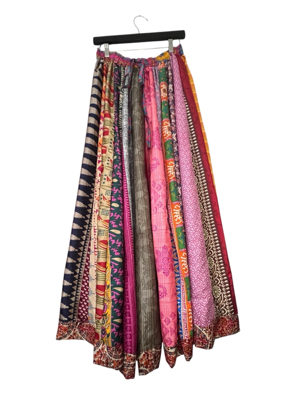 Handmade in India 100% Silk Maxi Drawstring Waist Skirt NWT OS